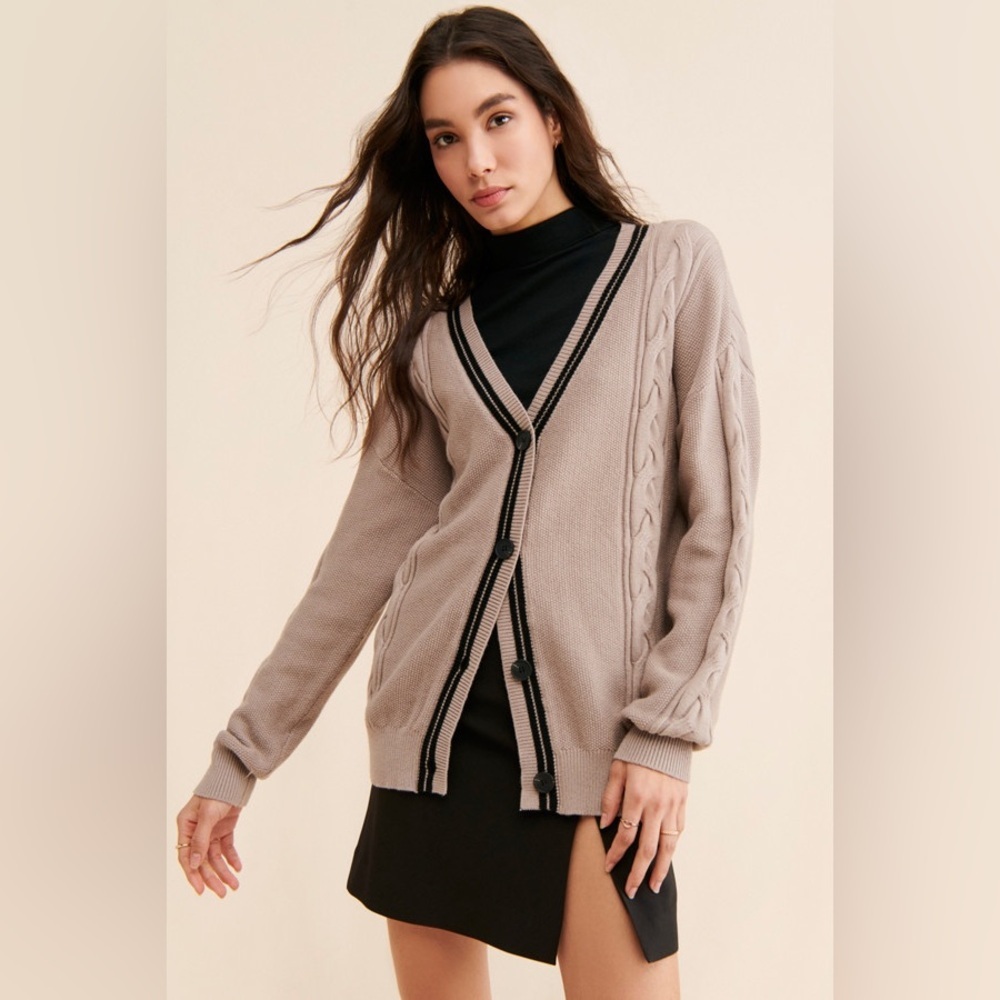 Cable Knit Oversized Cardigan by FRENCHMAUVE for Anthropologie